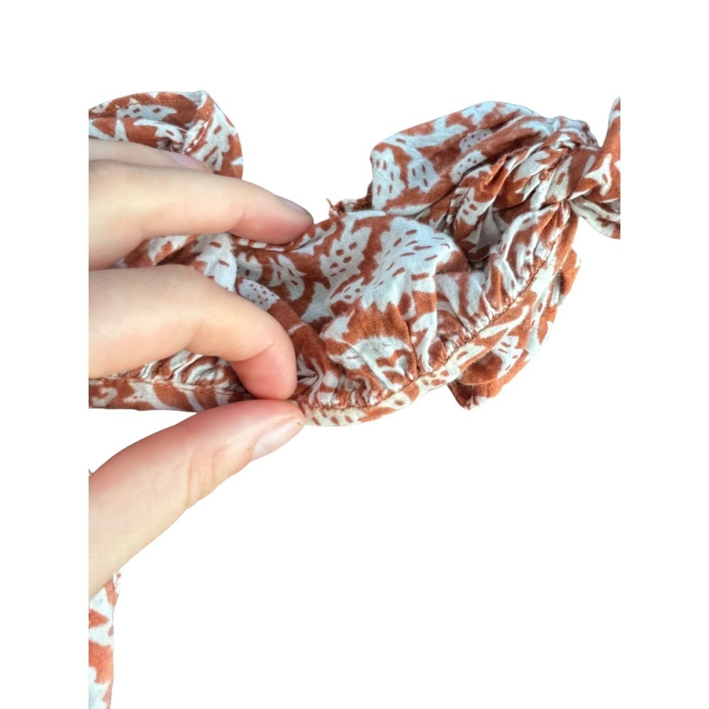 Cleobella Smocked Tiered Maxi Dress Floral Print Rust White XS Haltet Neck - Picture 4 of 7